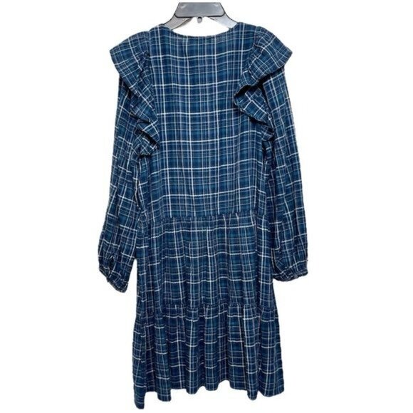 MADEWELL Gauze Ruffle-Trimmed Mini Dress in Deep Indigo Size S - Picture 7 of 13